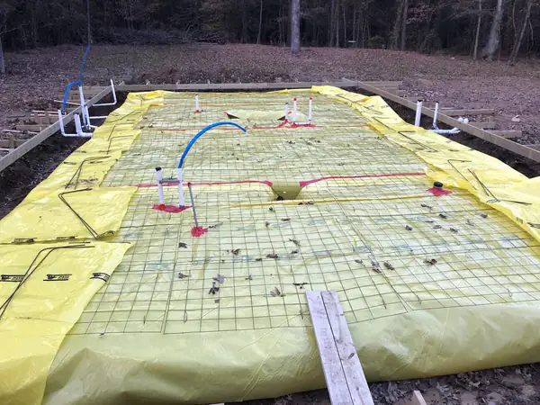 Vapor barrier and rebar down